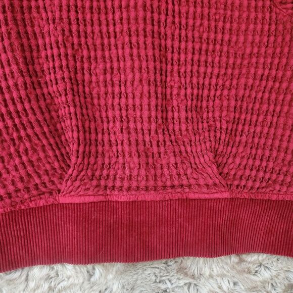 Mododoc Red Waffle Knit Cropped Boxy 100% Cotton Jacket Size Small - Picture 9 of 12